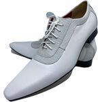 Sapato Masculino Italiano em Couro Social Executivo Branco Cine Bico Fino Ref: 317 Branco