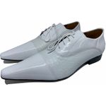 Sapato Masculino Italiano em Couro Social Executivo Branco Clean Bico Fino Ref: 318 Branco