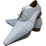 Sapato Masculino Italiano em Couro Social Executivo Branco Rule Bico Fino Ref: 319 Branco