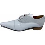 Sapato Masculino Italiano em Couro Social Executivo Branco Rule Bico Fino Ref: 319 Branco