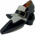 Sapato Masculino Italiano em Couro Social Executivo Preto Stones Bico Fino Ref: 321 Preto