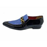 Sapato Masculino Italiano em Couro Social Executivo Azul Order Bico Fino Ref: 324 Azul