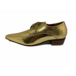 Sapato Masculino Italiano em Couro Social Executivo Dourado Dumont Bico Fino Ref: 325 Dourado