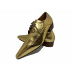 Sapato Masculino Italiano em Couro Social Executivo Dourado Dumont Bico Fino Ref: 325 Dourado