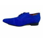 Sapato Masculino Italiano em Couro Social Executivo Azul Law Bico Fino Ref: 328 Azul