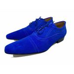 Sapato Masculino Italiano em Couro Social Executivo Azul Law Bico Fino Ref: 328 Azul