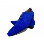 Sapato Masculino Italiano em Couro Social Executivo Azul Law Bico Fino Ref: 328 Azul