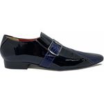 Sapato Masculino Italiano em Couro Social Executivo Azul Touareg Bico Fino Ref: 333 Azul
