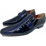 Sapato Masculino Italiano em Couro Social Executivo Azul Touareg Bico Fino Ref: 333 Azul