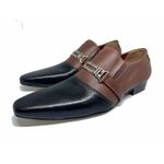 Sapato Masculino Italiano em Couro Social Executivo Marrom Wood Piano Bico Fino Ref: 334 Marrom