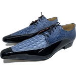 Sapato Masculino Italiano em Couro Social Executivo Azul Serge Bico Fino Ref: 357 Azul Azul
