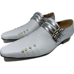 Sapato Masculino Italiano em Couro Social Executivo Branco Oleg Bico Fino Ref: 385 Branco