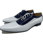 Sapato Masculino Italiano em Couro Social Executivo Azul Gregor Bico Fino Ref: 387 Azul Azul
