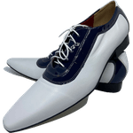 Sapato Masculino Italiano em Couro Social Executivo Azul Gregor Bico Fino Ref: 387 Azul Azul