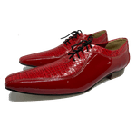 Sapato Masculino Italiano em Couro Social Executivo Vermelho Ortega Bico Fino Ref: 392 Vermelho