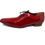 Sapato Masculino Italiano em Couro Social Executivo Vermelho Ortega Bico Fino Ref: 392 Vermelho