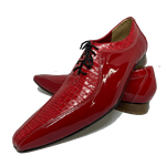 Sapato Masculino Italiano em Couro Social Executivo Vermelho Ortega Bico Fino Ref: 392 Vermelho