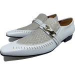 Sapato Masculino Italiano em Couro Social Executivo Branco Almeida Bico Fino Ref: 395 Branco