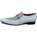 Sapato Masculino Italiano em Couro Social Executivo Branco Almeida Bico Fino Ref: 395 Branco