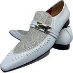 Sapato Masculino Italiano em Couro Social Executivo Branco Almeida Bico Fino Ref: 395 Branco