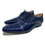 Sapato Masculino Italiano em Couro Social Executivo Azul Jazz Nights Bico Fino Ref: 435 Azul Azul