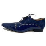 Sapato Masculino Italiano em Couro Social Executivo Azul Jazz Nights Bico Fino Ref: 435 Azul Azul