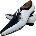 Sapato Masculino Italiano em Couro Social Executivo Branco Cinese Bico Fino Ref: 436 Branco Branco