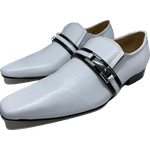 Sapato Masculino Italiano em Couro Social Executivo Branco Future Bico Fino Ref: 437 Branco Branco