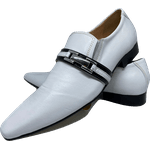 Sapato Masculino Italiano em Couro Social Executivo Branco Future Bico Fino Ref: 437 Branco Branco