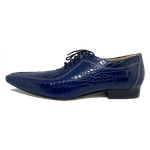 Sapato Masculino Italiano em Couro Social Executivo Azul Saturday Bico Fino Ref: 438 Azul Azul