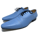 Sapato Masculino Italiano em Couro Social Executivo Azul Sunday Bico Fino Ref: 445 Azul Azul