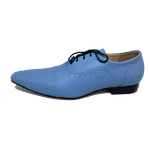 Sapato Masculino Italiano em Couro Social Executivo Azul Sunday Bico Fino Ref: 445 Azul Azul