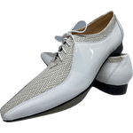Sapato Masculino Italiano em Couro Social Executivo Branco Future Bico Fino Ref: 446 Branco Branco