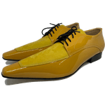 Sapato Masculino Italiano em Couro Social Executivo Amarelo Book Bico Fino Ref: 447 Amarelo Amarelo