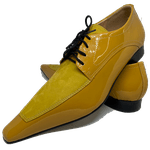 Sapato Masculino Italiano em Couro Social Executivo Amarelo Book Bico Fino Ref: 447 Amarelo Amarelo