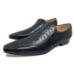 Sapato Masculino Italiano em Couro Social Executivo Belotto Bico Fino Ref: 448 Preto Preto