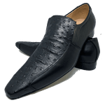 Sapato Masculino Italiano em Couro Social Executivo Belotto Bico Fino Ref: 448 Preto Preto