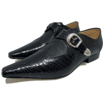 Sapato Masculino Italiano em Couro Social Executivo Head Bico Fino Ref: 450 Preto Preto