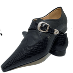 Sapato Masculino Italiano em Couro Social Executivo Head Bico Fino Ref: 450 Preto Preto