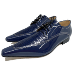 Sapato Masculino Italiano em Couro Social Executivo Azul Andrade Bico Fino Ref: 451 Azul