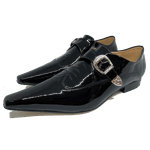Sapato Masculino Italiano em Couro Social Executivo Corcovado Bico Fino Ref: 452 Preto Preto