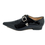 Sapato Masculino Italiano em Couro Social Executivo Corcovado Bico Fino Ref: 452 Preto Preto