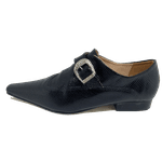 Sapato Masculino Italiano em Couro Social Executivo Eiffel Bico Fino Ref: 455 Preto Preto