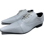 Sapato Masculino Italiano em Couro Social Executivo Branco Future Bico Fino Ref: 456 Branco Branco