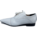 Sapato Masculino Italiano em Couro Social Executivo Branco Future Bico Fino Ref: 456 Branco Branco