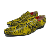Sapato Masculino Italiano em Couro Social Executivo Amarelo Monopoly Bico Fino Ref: 463 Amarelo Amarelo