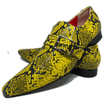 Sapato Masculino Italiano em Couro Social Executivo Amarelo Monopoly Bico Fino Ref: 463 Amarelo Amarelo