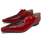 Sapato Masculino Italiano em Couro Social Executivo Vermelho Thousand Bico Fino Ref: 474 Vermelho