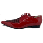 Sapato Masculino Italiano em Couro Social Executivo Vermelho Thousand Bico Fino Ref: 474 Vermelho