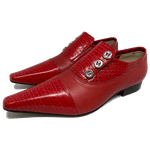 Sapato Masculino Italiano em Couro Social Executivo Vermelho Voicing Bico Fino Ref: 477 Vermelho